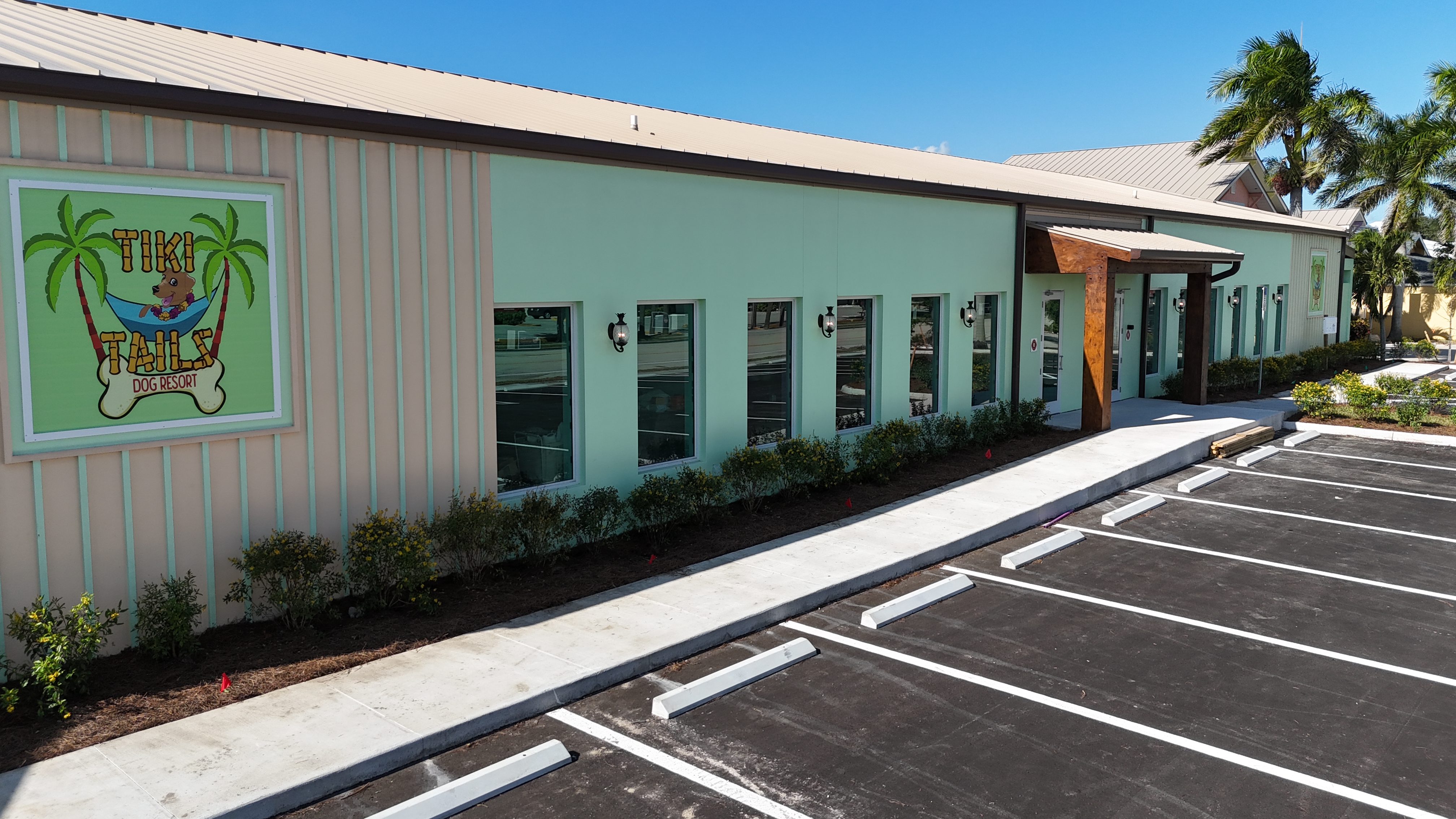 Tiki Tails Dog Resort front left exterior view